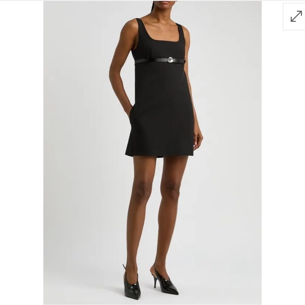 Coperni Womens Belted Woven Mini Dress in Black Size 6 NWOT